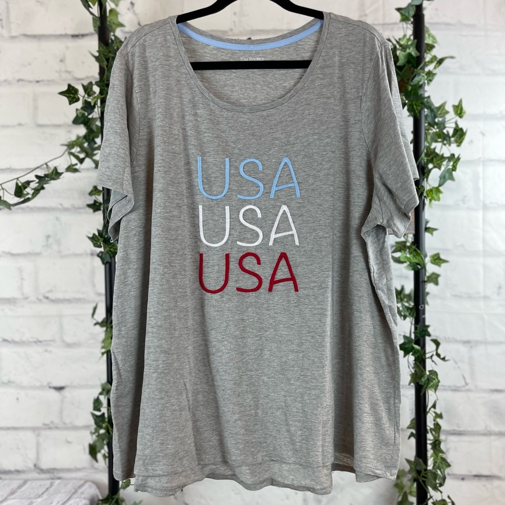 Belk Gray USA Hi-Lo T-Shirt, 1X & 2X